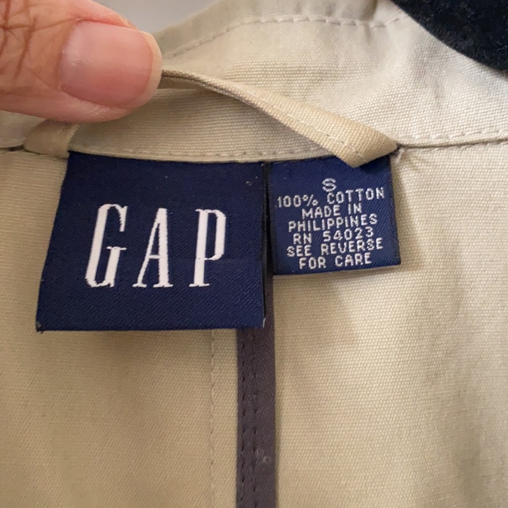 GAP Khaki Rain Coat Overcoat Cotton Size S - Picture 2 of 5